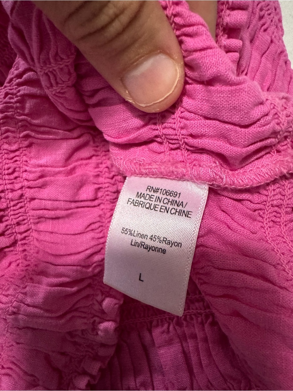 Young Fabulous & Broke 55% Linen Smocked Off Shoulder Puff Pink Yacht Top Size L - Picture 7 of 9